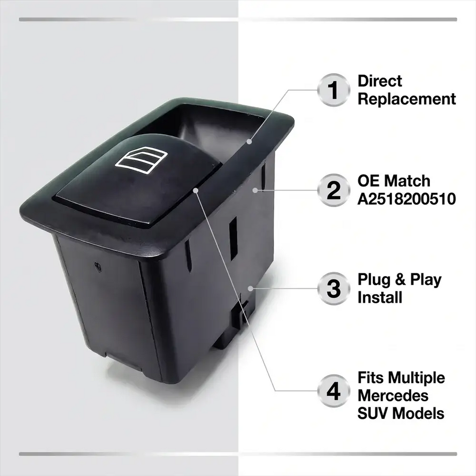Passenger Side Power Window Switch For Mercedes W169 W245 W164 X164 W251 by InterCyprus Trading Ltd