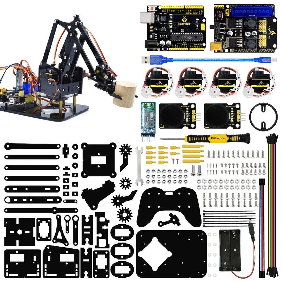Kit de bras robotique 4DOF Keyestudio STEM avec contrôle PS2 pour Arduino