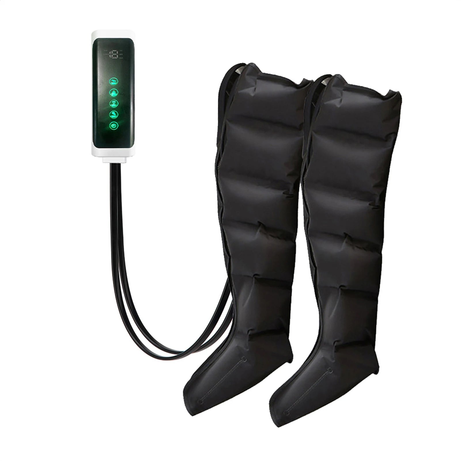 Air Compression Leg Massage 6 Airbag Boots &ndash; Relieves Pain Obsidian Black / EU Plug