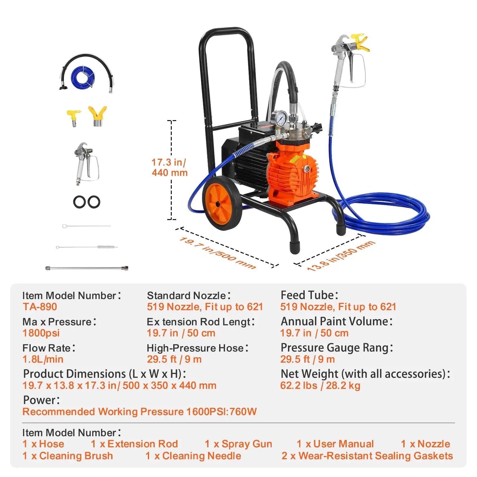 Diaphragm Airless Paint Sprayer &ndash; 1800 PSI 900W / spain