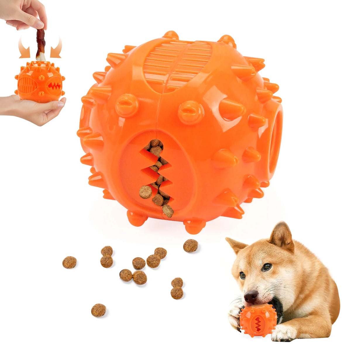 Coolplay Dog Chew Toys &ndash; Interactive Teeth Grinding and Food Dispensing Orange