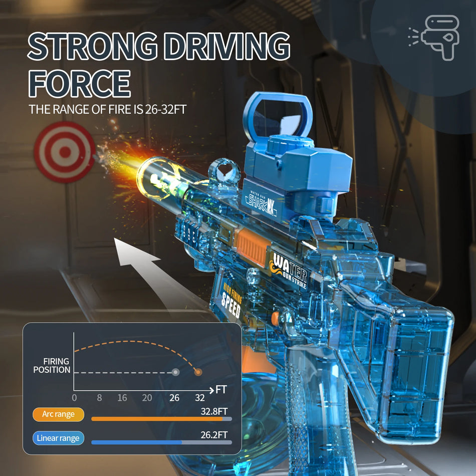 Электрический водяной пистолет со светом, полностью автоматическая игрушка для стрельбы для пляжа, пластиковый