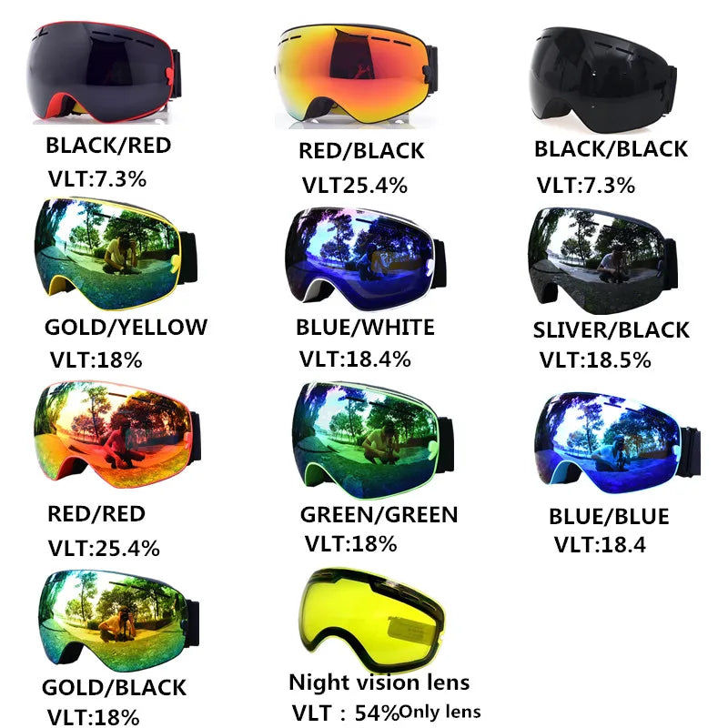 AFS-3100 Ski Snowboard Goggles &ndash; Wide Angle Anti-Fog UV400