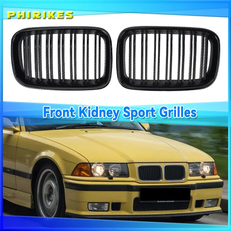 Lesklá černá ABS přední ledvinka mřížka pro BMW E36 1992-1996