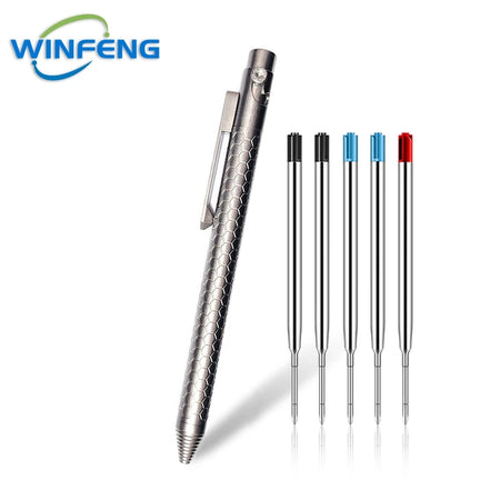 Bolt Action Titanium Alloy Tactical Pen &ndash; Glass Breaker Hexagon With Refills