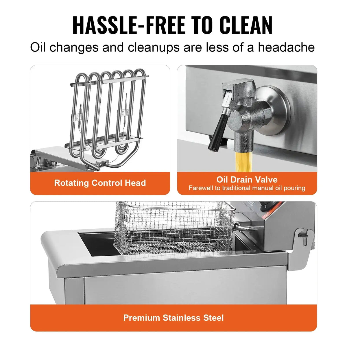 Stainless Steel Countertop Deep Fryer With Basket