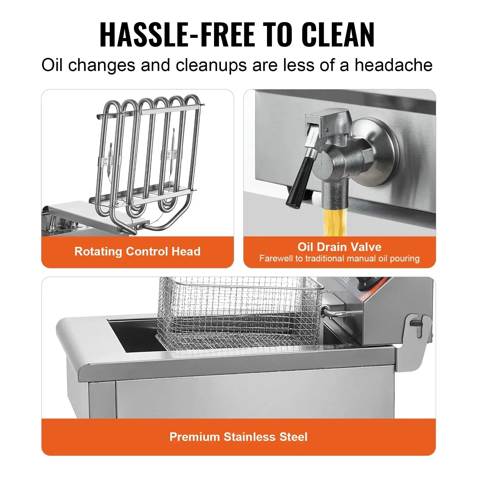 Stainless Steel Countertop Deep Fryer With Basket