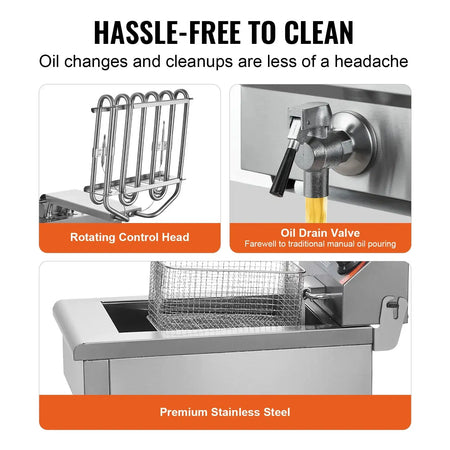 Stainless Steel Countertop Deep Fryer With Basket