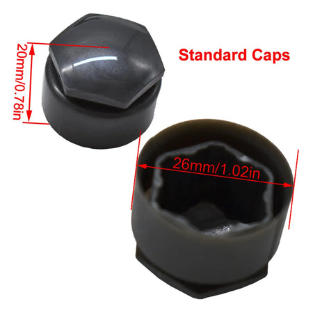 24x Car Wheel Nut Caps Accessories Auto Tyre Hub Screw Anti-Rust Protection Vehicle Bolts Studs Cover Black For Audi A4 A6 Q3 Q5 by InterCyprus Trading Ltd