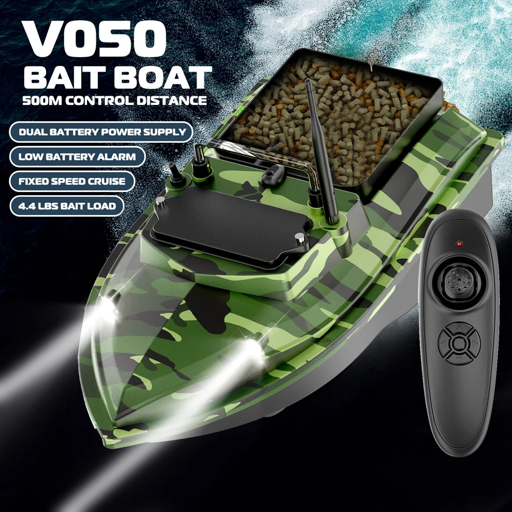 V050 Green Fishing Bait Boat with Dual Motors and Fish Finder