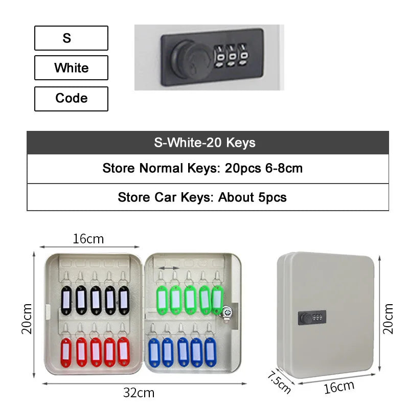 Key Safe Box New Multi Keys Storage &ndash; Secure Key Organizer S-white-code