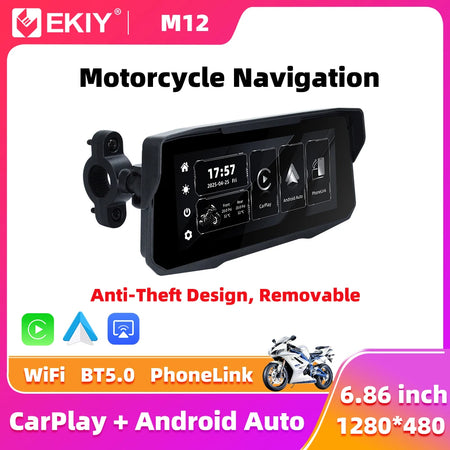 EKIY 6.86 Inch Motorcycle GPS &ndash; Wireless CarPlay and Android Auto Compatibility