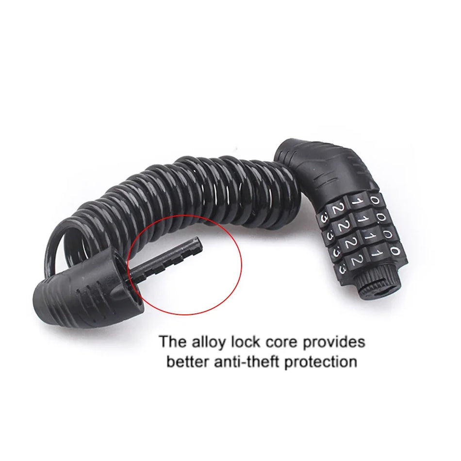 Motorcycle Helmet Lock with Steel Wire Cable Carabiner, PIN Lock