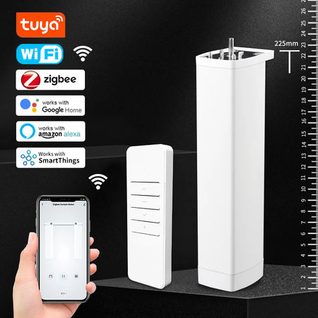 Smart Tuya Electric Curtain Motor with WiFi/Zigbee &amp; RF Remote