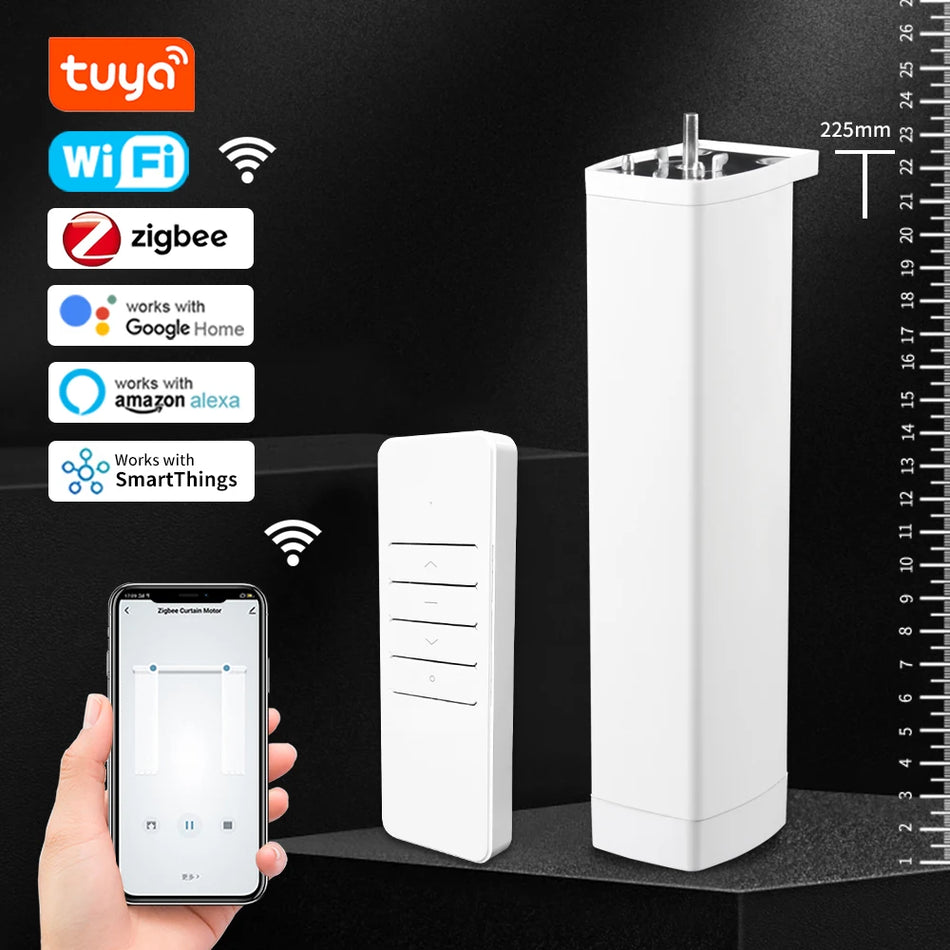 Smart Tuya Electric Curtain Motor with WiFi/Zigbee &amp; RF Remote