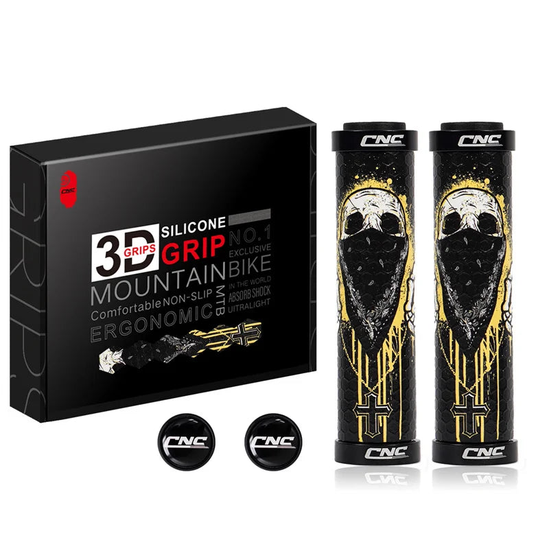 CNC Lock-On Silicone Shockproof MTB Handlebar Grips Black devil