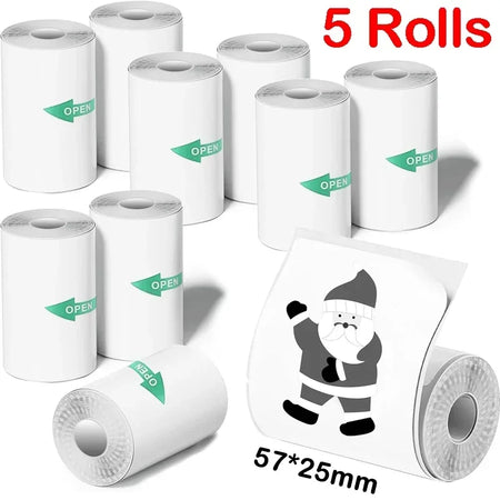 Mini Printer Sticker Paper 57x25MM - 1/3/5 Rolls for Instant Cameras