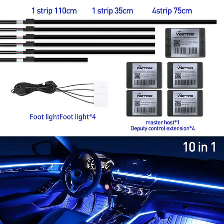Full Color Streamer Car Ambient Lights RGB 64 Color Universal LED Interior Hidden Acrylic Strip Symphony Atmosphere Lamp by InterCyprus Trading Ltd