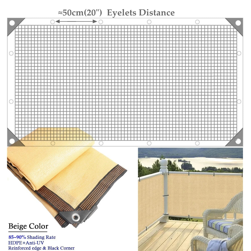 Customisable Balcony Privacy Screen &amp; Sunshade Net Beige / 0.9m x 5m / CHINA