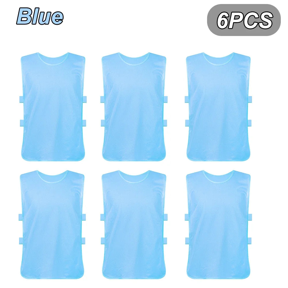 Breathable Soccer Training Vests for Kids and Adults - 6 Pack Blue / Adult 150-175cm