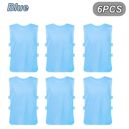 Breathable Soccer Training Vests for Kids and Adults - 6 Pack Blue / Adult 150-175cm