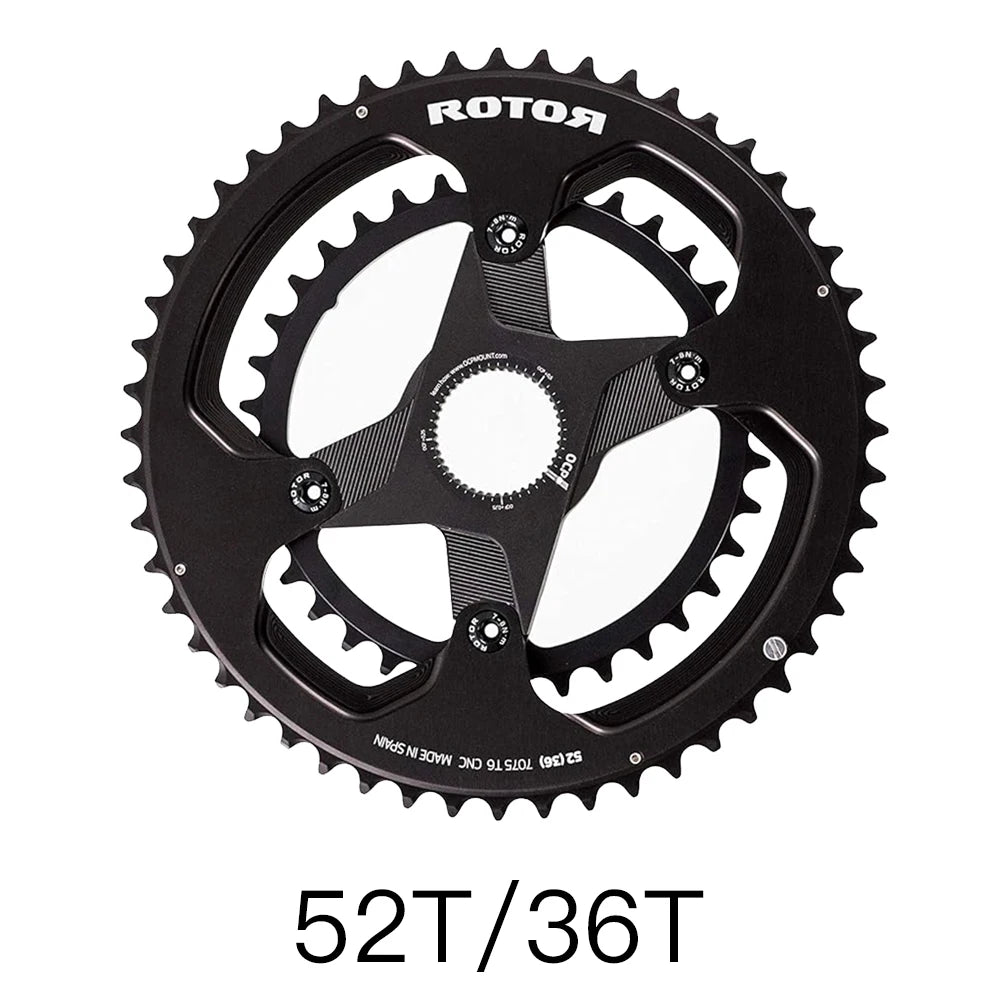 3D Crank BCD Straight Mounted Double Link Elliptical Rotor &ndash; Titanium Alloy Durability Chainwheel 52 36