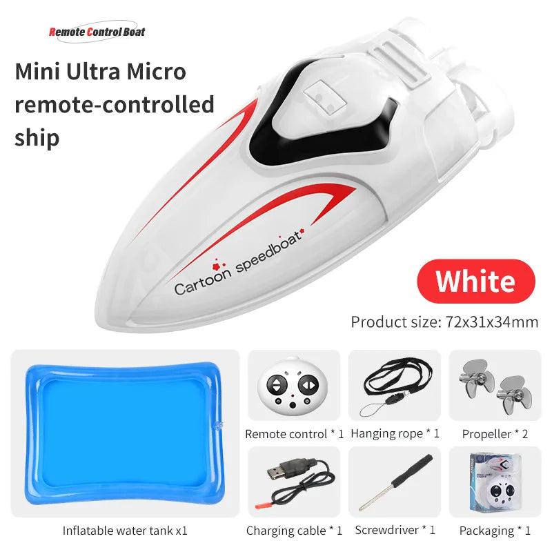 6-Function RC Mini Submarine for Kids - Electric Remote Control Boat boat with pool white