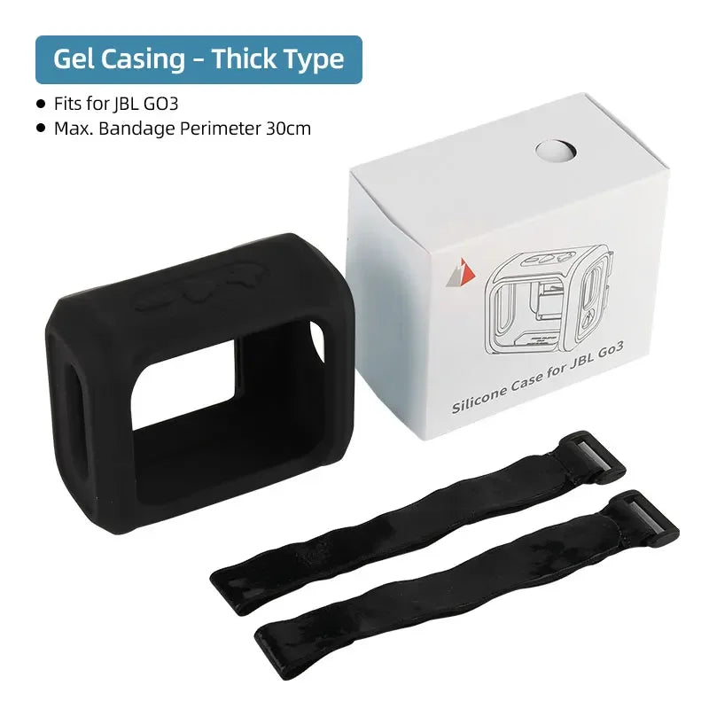 Bicycle Gel Bracket for JBL GO3 &ndash; Soft Protection with Easy Mounting Straps Black for JBL-GO03 / CHINA