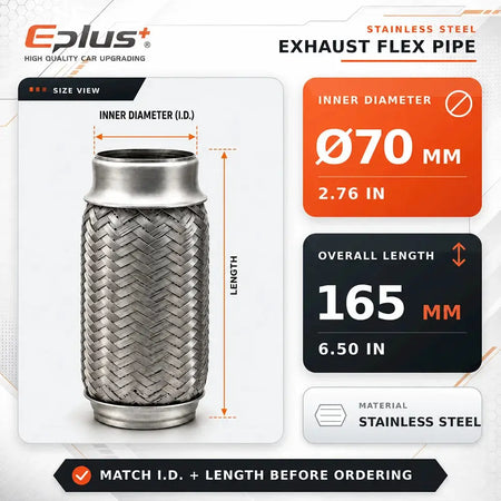 Universal Automotive Woven Mesh Exhaust Hose Stainless Steel Braided Flexible Connection for Car Exhaust System Replacement by InterCyprus Trading Ltd