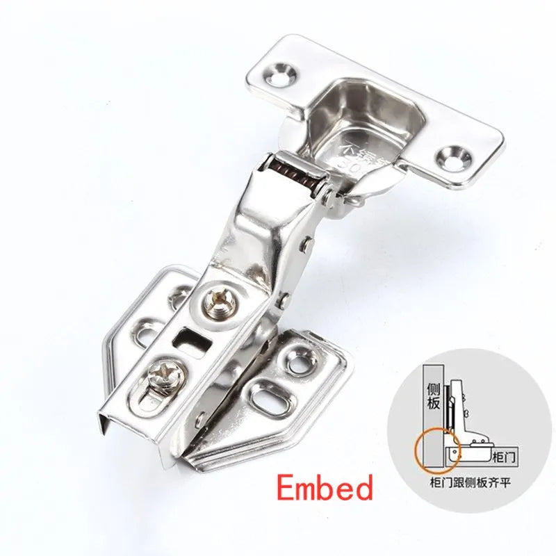 4Pcs Stainless Steel Hydraulic Cabinet Door Hinges &ndash; Soft Close Damper Buffer Embed