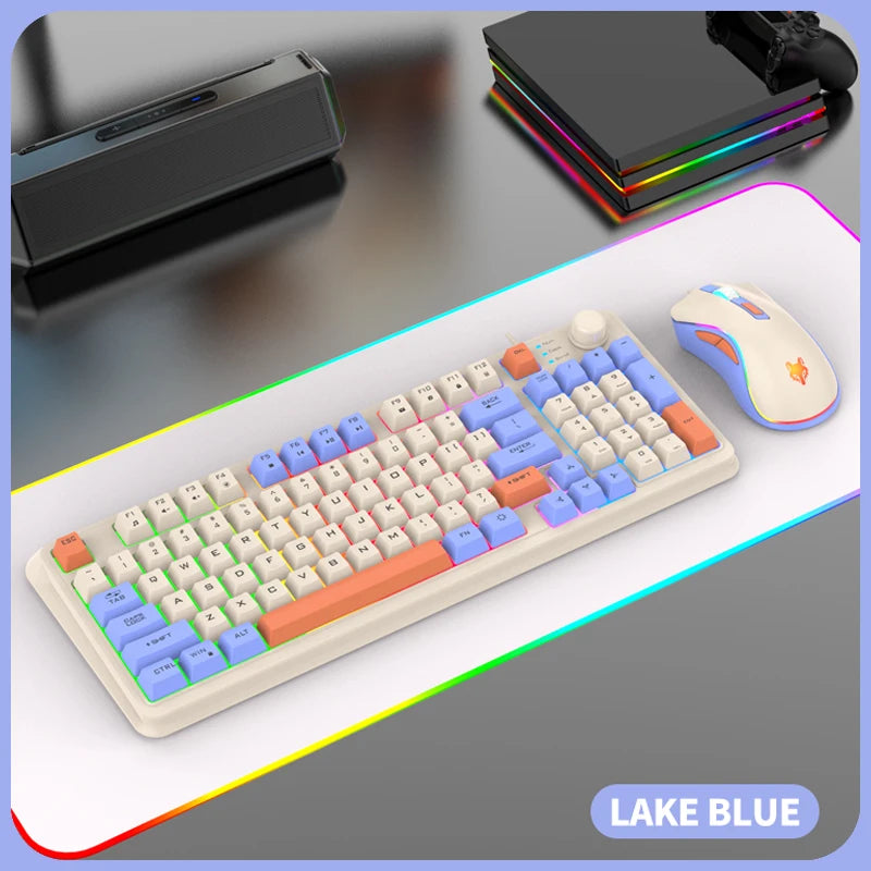 K-Snake K820 USB Wired Game Keyboard Mouse Set &ndash; Illuminated K820 Lagoon Blue