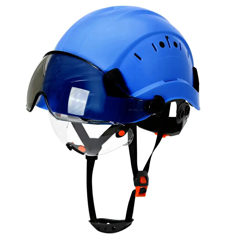CE Safety Helmet With Double Goggles &ndash; Comfortable All Day Blue A
