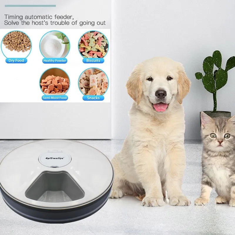 Automatic Pet Feeder Round Timing 6 Meals - Six Meal Timers