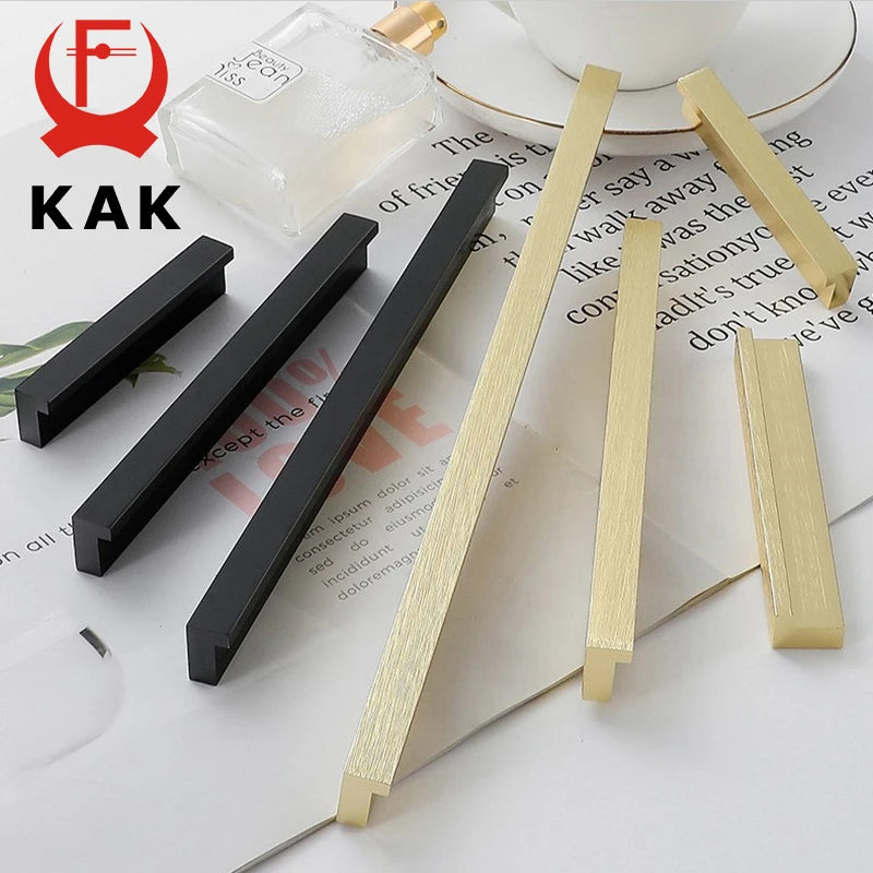 KAK Золотые щетинистые T-образные ручки для шкафов из алюминиевого сплава 96mm