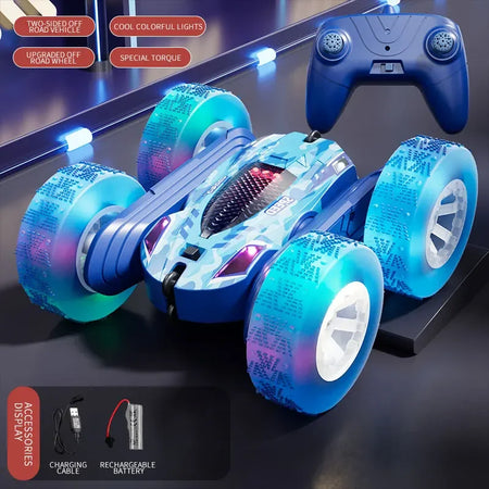 RC Stunt Car &ndash; Double Sided Flip And 360 Rotation Off Road Blue