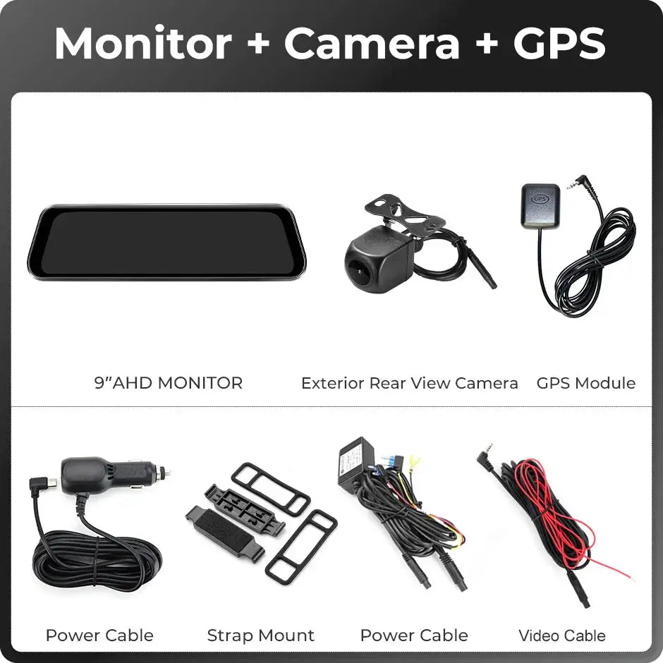 9 Inch Rearview Mirror Dash Cam With 4K Front And 1080P Rear Camera by InterCyprus Trading Ltd