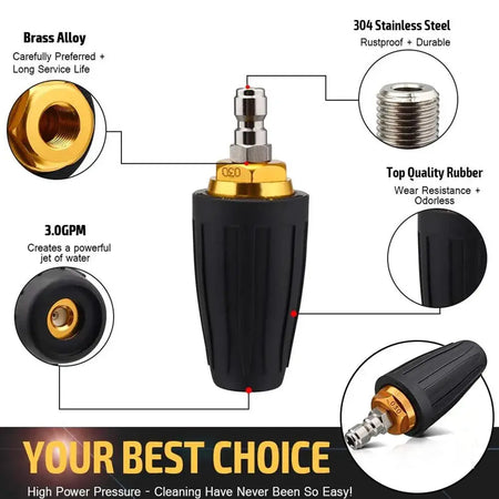 Turbo Nozzle for Pressure Washer 360° Rotating with 1/4" Quick Connector, 3600 PSI, Orifice 2.5/3.0/3.5/4.0 GPM by InterCyprus Trading Ltd