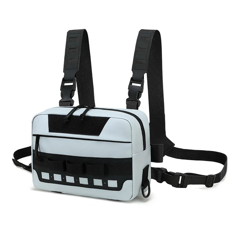 Outdoor Climbing Vest Bag Tactical Chest Rig &ndash; Laser Molle Gray