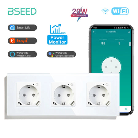 BSEED Smart Wifi Wall Socket 228mm White / EU