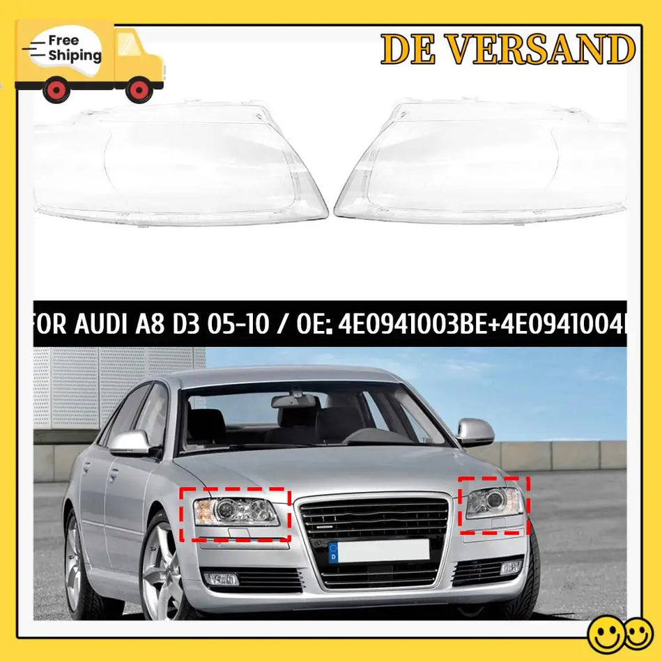 Scheinwerferlinsen-Ersatz für Audi A8 D3 2005-2010 klare Polycarbonatabdeckung, passgenau