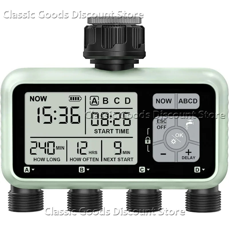 Advanced Digital Irrigation Timer with 4 Independent Outputs and LCD Display 1pcs