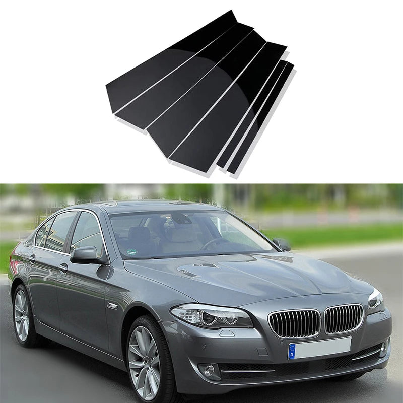 Pokrywy słupków do BMW serii 5 F10 F11 F07, poliwęglan w połysku czarnym, zestaw 4 sztuk