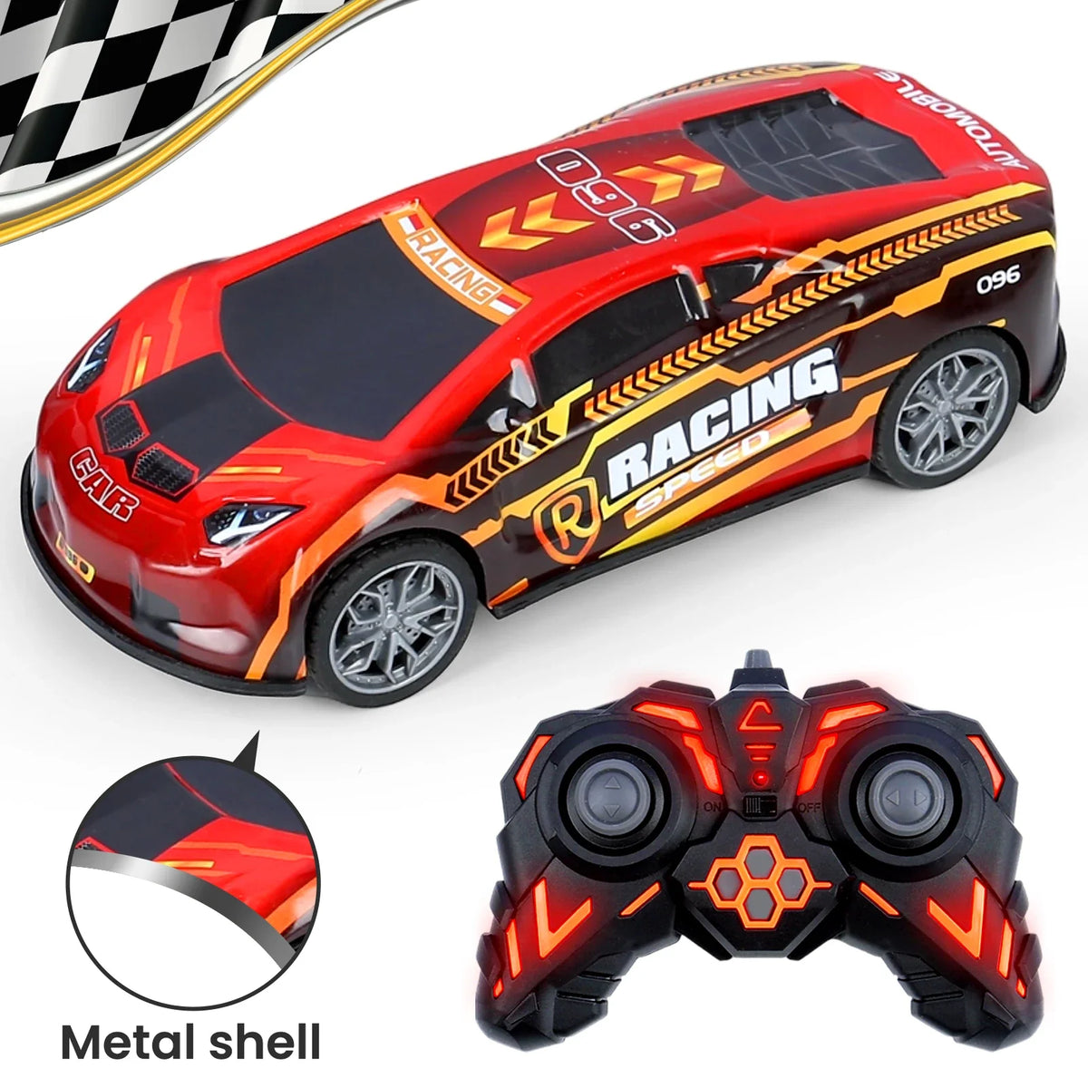 1/24 Metal Shell RC Car &ndash; Drift Ready With Flip Lights red2