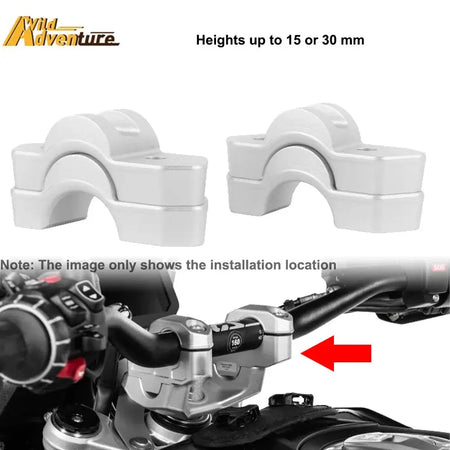 Motorcycle Handlebar Riser Heighten 15mm-30mm Handle Bar Mount Clamp Adapter For BMW R1300GS 2024 R 1300 GS Handlebar Riser Kits by InterCyprus Trading Ltd