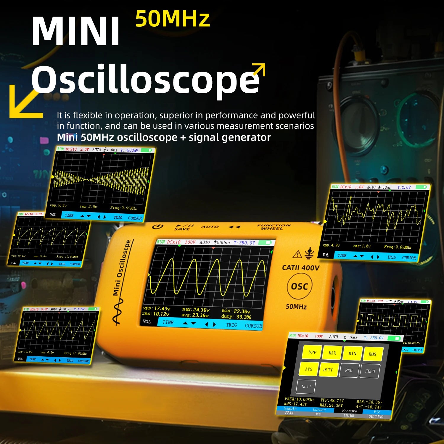 BSIDE OT4 Mini Oscilloscope 50MHz &ndash; Portable Pocket Scope