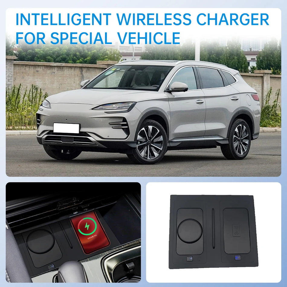 Cargador Inalámbrico Rápido de 15W para BYD Song Plus 2023-2025 Teléfono de Coche