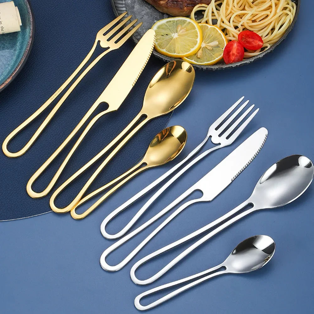 4Pcs Hollowed Out Handle Dinnerware Set &ndash; Eco-Friendly Stainless Steel Flatware