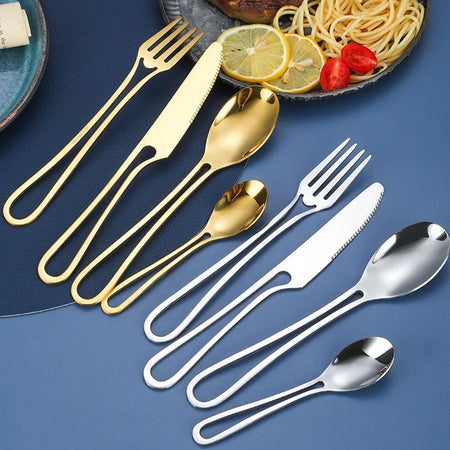 4Pcs Hollowed Out Handle Dinnerware Set &ndash; Eco-Friendly Stainless Steel Flatware