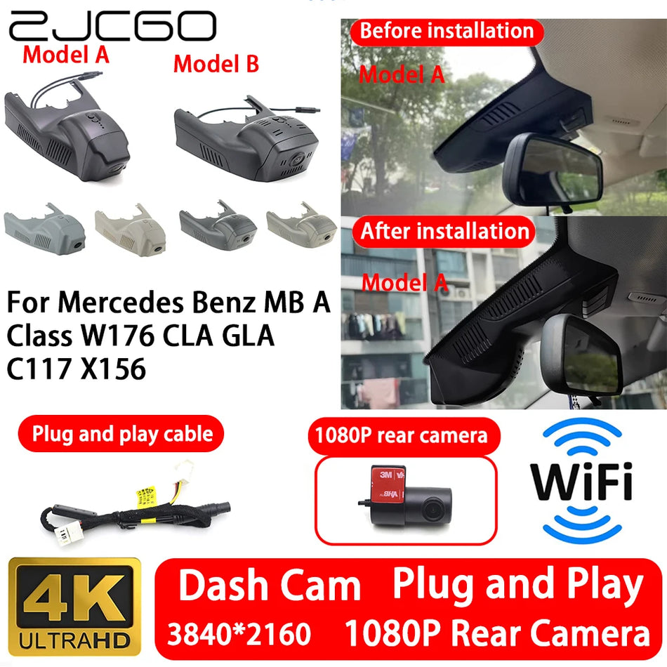 Kamera samochodowa 4K z przodu i z tyłu dla Mercedes-Benz W176 CLA GLA C117 X156