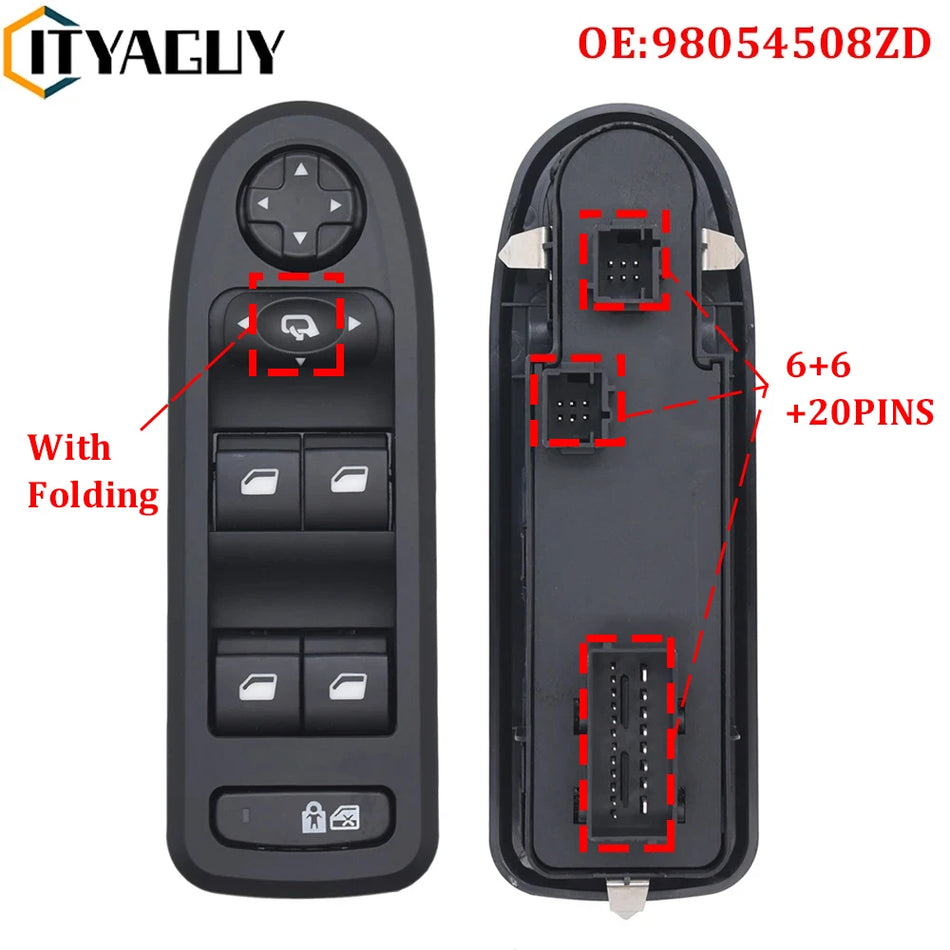 Przycisk sterowania oknem do Peugeota 308, 508, Citroena C5, bezpośrednia wymiana ABS